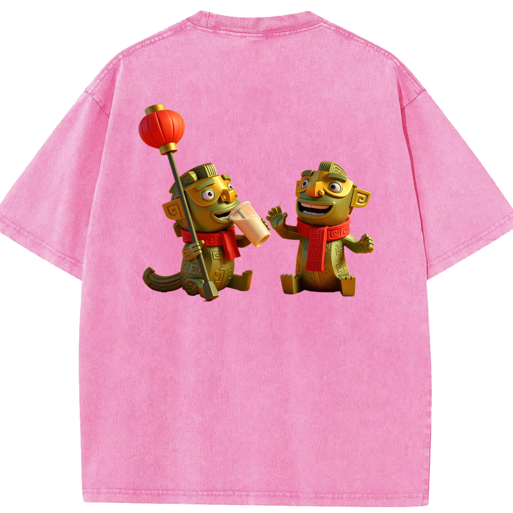 （画像用） Ne Zha 2 ナタ 魔童の大暴れ 綿100% ヴィンテージ風 半袖Tシャツ（背面プリント）